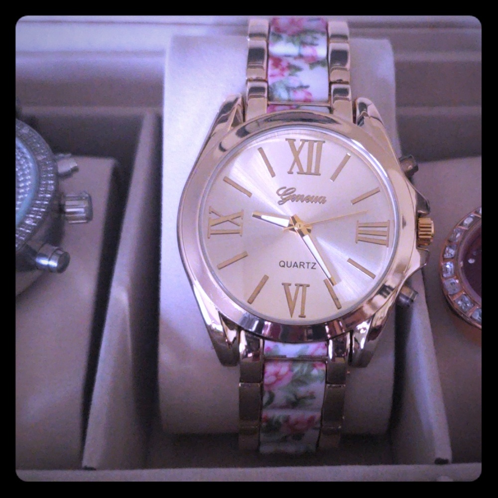 Womens Geneva Floral Watch